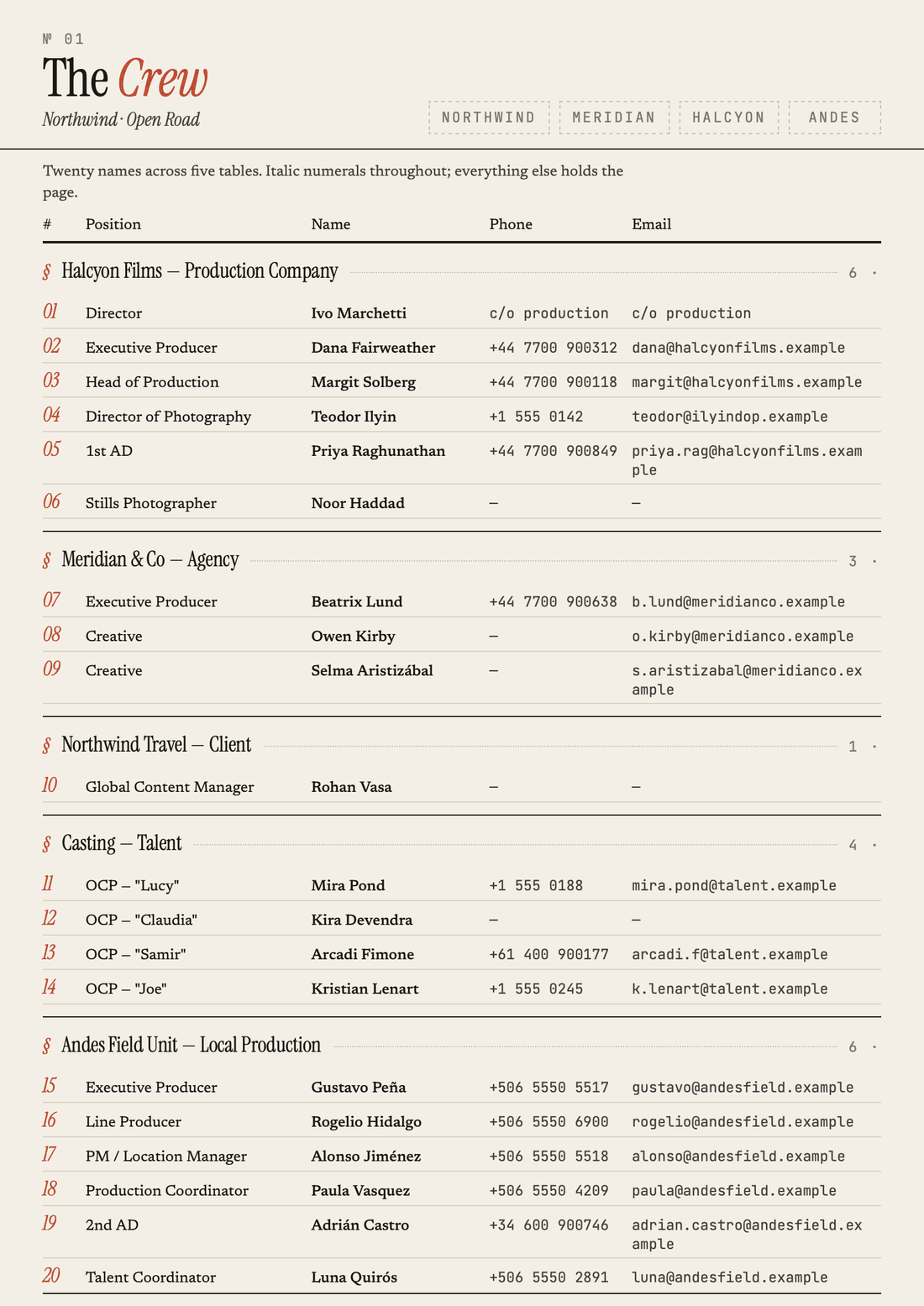 Edition voice — sample crew list